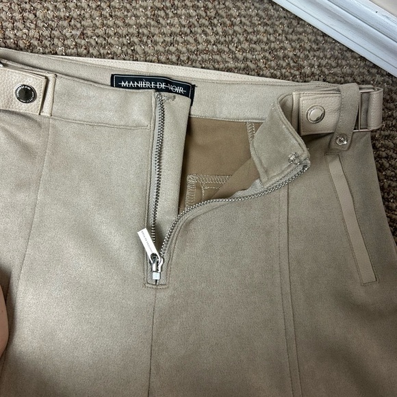 Maniere De Voir Leather And Suede Ribbed Leggings - Picture 6 of 10